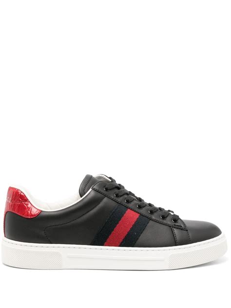 gucci sneakers stripe leather|Gucci leather sneakers women.